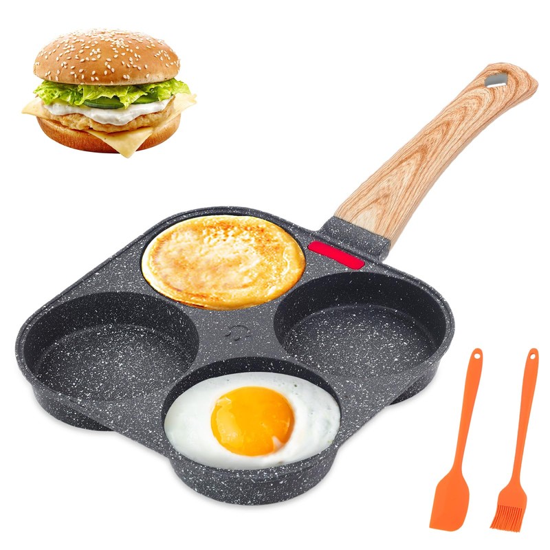 AHFLRITO 4-Cup Egg Pan Nonstick, Healthy Aluminum Omelette Pan, Breakfast