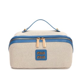 Yodilala New Retro Lightweight Luxury Simple Canvas Handheld Storage Bag Large Capacity Luxury Skin Care Products Toiletry Bag, blue