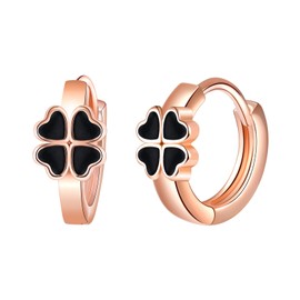 MICYUMI Women's 925 Sterling Silver Four Leaf Clover Shape Hoop Earrings Simple Design Earrings,Rosegold