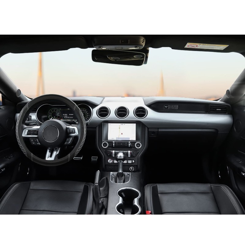 GIANT PANDA PU Leather Steering Wheel Cover, Compatible with Ford
