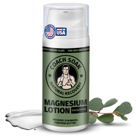 Coach Soak “Crema De Magnesio Con Msm En Frasco Bomba - Crema De Recuperación Natural Con Cloruro De Magnesio -Magnesio Tópico - Rápida Absorción Y Relajación Para Dolores Músculos Y Articul