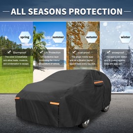 X AUTOHAUX Waterproof Car Cover 210D-PU Car Outdoor Full Car Cover for Toyota Sienna with Driver Door Zipper 525x200x160cm/ 207"x79"x63" Black