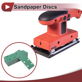 HEROFFIX 50 Pcs Sanding Discs Wet Dry Waterproof Hook & Loop Sandpaper for Woodworking, Automotive Refinishing 7.80"x2.76" 8 Hole 180 Grit Green White Corundum