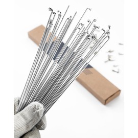 LUXU 36 Pcs 14G J Bend Stainless Steel Bike Spokes with 36 Brass Nipples- Anti Rust Steel Cycling Spokes,Road Mountain Bicycle Wheel Spokes for MTB,Ebike, Downhill,Trekking,City Bikes-268 mm