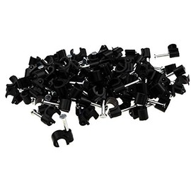 kenable Round Black 6mm to 7mm Cable Clips Secure Fastenings Cables [100 Pack]