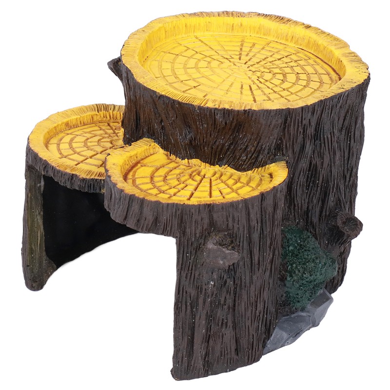 Resin Mini Stump Shape Hiding Hole Wooden Cave Artificial Aquarium