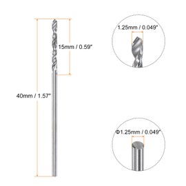 sourcing map 2pcs Solid Carbide Drill Bits 1.25mm C3/K10 Tungsten Carbide Precision Mini Micro Straight Shank Twist Drill Bit for Stainless Steel Metal Plastic Wood