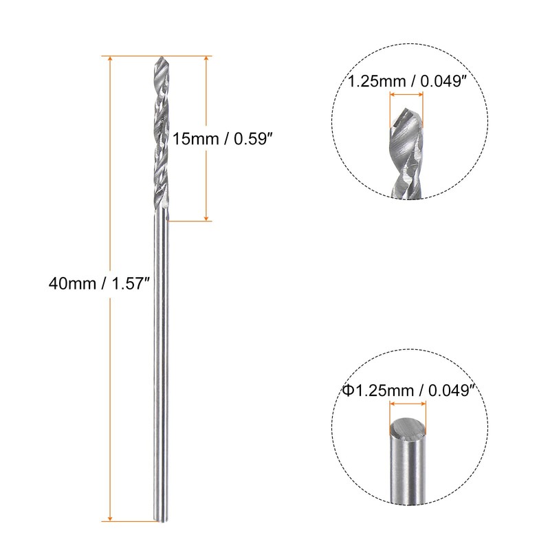 sourcing map 2pcs Solid Carbide Drill Bits 1.25mm C3/K10 Tungsten