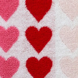 SKL Home Valentine's Tonal Hearts Hand Towel 2pc Set for Bath/Kitchen/Bar & Gift, Pink