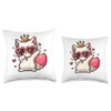 Cat Heart Shape Sunglasses Dabbing Dance Lover Throw Pillow