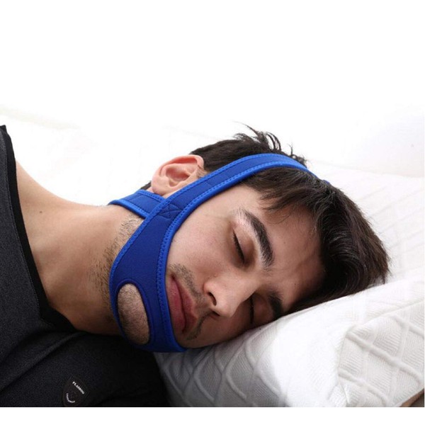 VANVENE Stop Snoring CPAP Chin Strap and Anti Snoring Solution,Adjustable Anti-Snore Supporter Device (Blue Strap)
