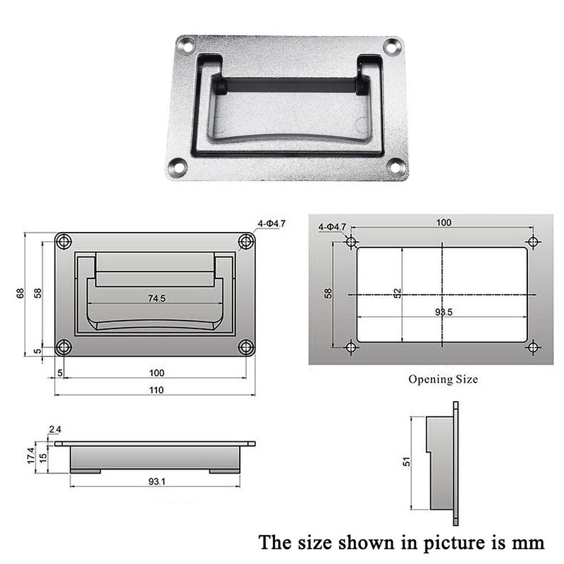 YUDTKK Zinc Alloy Recessed Pull Handle Container Handle Sliver Flush
