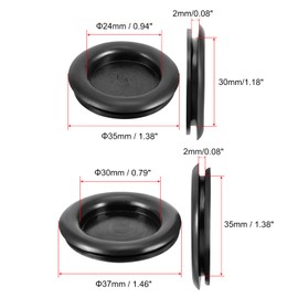 QUARKZMAN Set of 5 Rubber Grommets Round One Sided Diameter 30 mm and 35 mm for Wire Protection