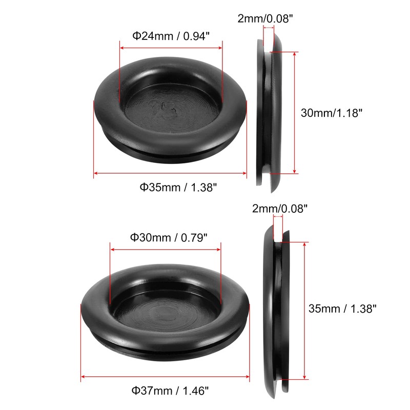 QUARKZMAN Set of 5 Rubber Grommets Round One Sided Diameter