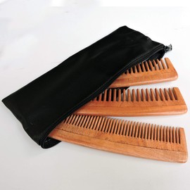 HealthGoodsAU - Set of 3 Pure Neem Wood Combs for Strong and Shiny Hair | Wide Tooth Neem Comb | Wide Tooth Neem Comb with Handle for Hair and Scalp Health | Fine Tooth Neem Comb | Ultra Saver Pack