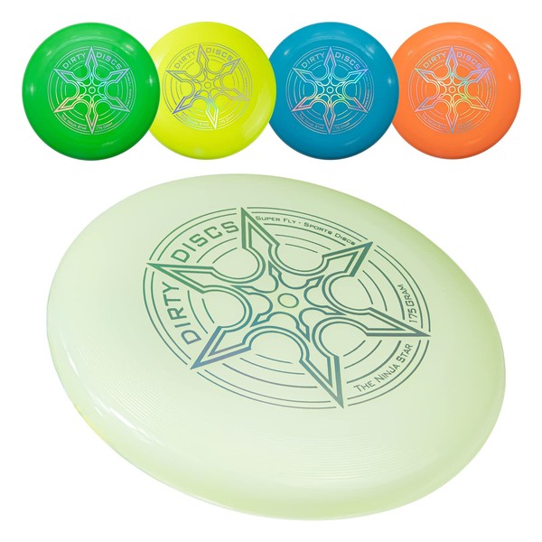 Indy - Dirty Disc (175 g) Frisbee, Disque de compétition Professionnel pour Adultes, Enfants, Chiens, Sports, Jeux et Amusement en Plein air (Glow)