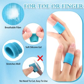 Blulu 16 Pcs Toe Cushion Tube Sleeves Soft Gel Corn Pad Protectors for Cushions Corns, Blisters, Calluses, Toes and Fingers(Blue)