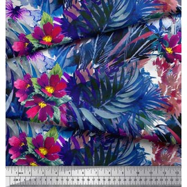 Soimoi Cotton Canvas Fabric Leaves & Floral Texture Print Fabric by The metre 42 Inch Wide