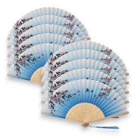 Starlet24 Foldable Bamboo Hand Fan Folding Fan with Tassel Fan Compact & Handy as Wall Decoration and Gift (135088 | Set of 10)