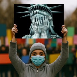 Weeping Statue of Liberty Protest Sign, Political Yard Sign, 24" x 18" Weatherproof, Double Sided, Plastic Sign for Protest