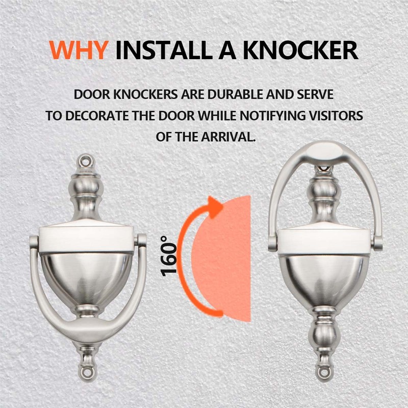 SANATO Nickel Door Knocker Hardware Door Knockers for Front Door,