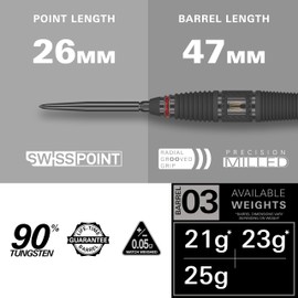 Target Darts Scope Steel Tip Swiss Point Darts, 90% Tungsten Dart Set, Barrel 03-25G, Steel Tip Dart Sets, Red & Black Darts, Professional Dart Set with Swiss Points & Tools