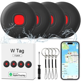 Air Tracker Air 4 Pack Tag Tracker Tag,IP68 Waterproof Smart Tag Locator Keys Finder and Item Locator,Bluetooth Tracker Item Finders with Find My(iOS Only) Track Your Keys,Wallet (Black)