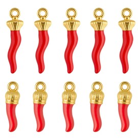 Beebeecraft 1 Box 10Pcs Enamel Horn Charms 18K Gold Plated 304 Stainless Steel 2 Styles Horn of Plenty Charms with Hole for DIY Jewellery Making