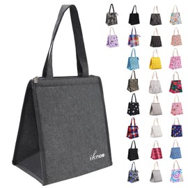 iknoe Lunch Bag Insulated Lunch Bags for Women & Men, 9L Reusable Lunch Tote, Portable Adult Thermal Large Lunch Cooler for Work Picnic Beach (Plain Grey)