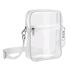 AIMALL Transparent PVC Messenger Bag with Adjustable Strap, Zipper Closure, Stadium Approved Crossbody Shoulder Bag for Men and Women, 7.08x2.75x9.05in