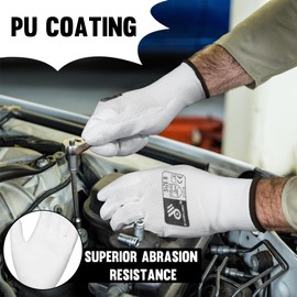 HLDD HANDLANDY 12 Pairs Pu Coated Work Gloves, Gardening Gloves for Women and Men, Flexible Polyurethane Coating, Safety Work Gloves for DIY Assembly, D