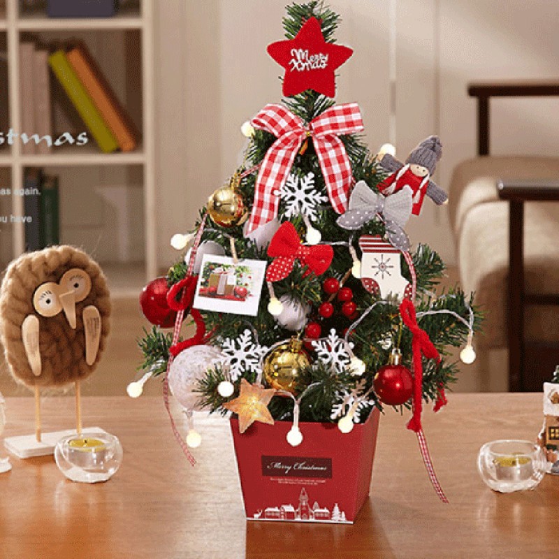 Mini Christmas Tree Decoration with Light Artificial Christmas Trees Decorated