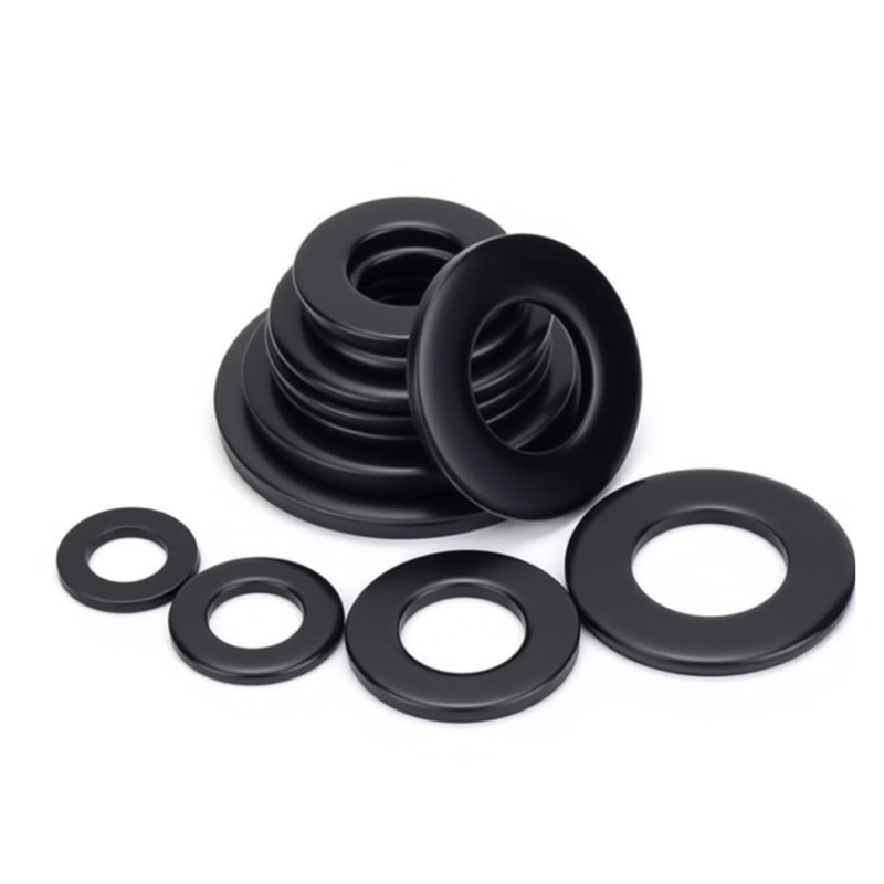 3/16'' (100 Pack) Stainless Steel Flat Washers, 9/16'' OD, Black