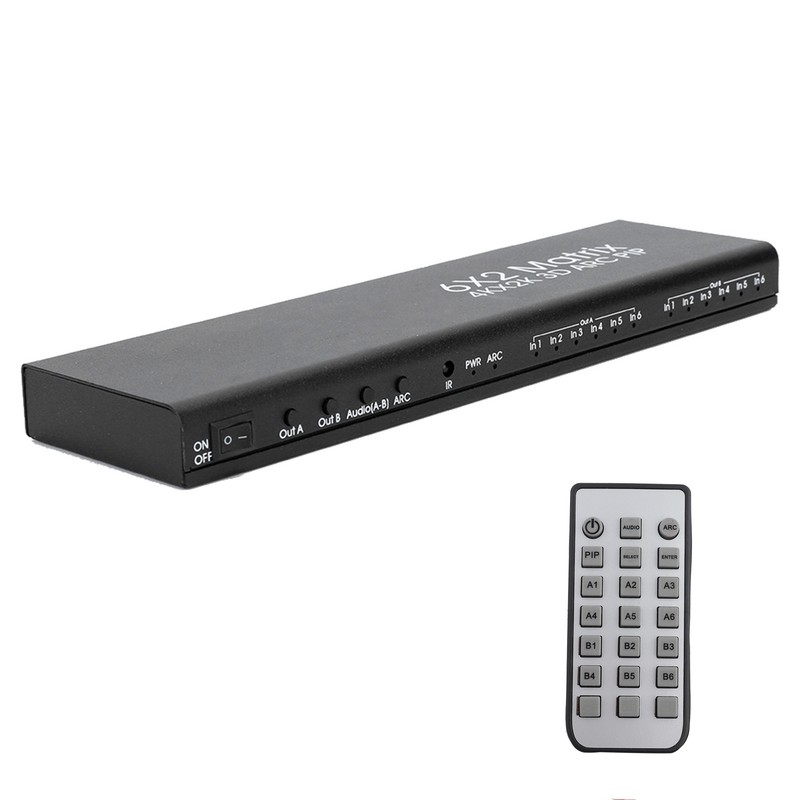 6x2 HDMI Matrix Adapter Flexible Control Support for PIP ARC