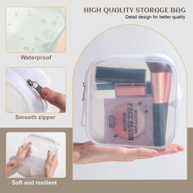 BS-MALL Silicone Travel Makeup Bag – Transparent Cosmetic Storage Pouch,