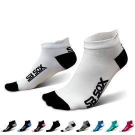 SB SOX 2-Pair Lowcut Running Socks for Men & Women - Best Socks for All Day Wear, Athletic, & Travel - Color: White/Black, Size: X-Large