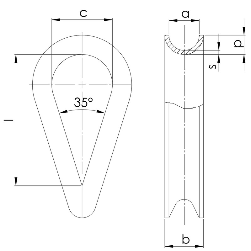 Design61 8 mm Wire Rope Thimble DIN65457 Galvanised Steel Set