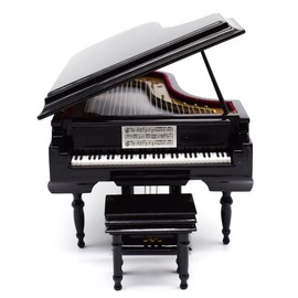 Mylifestyle Piano Music Box with Bench and Black Case Musical Boxes Gift for Christmas/Birthday/Valentine's Day, Melody Castle in The Sky