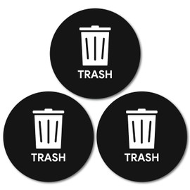 Sutter Signs 3pk Trash Stickers | 4" Weatherproof Waste Management Label Sign Decals for Outside Waste, Garbage Cans, and Trash Bins