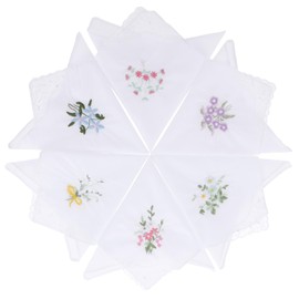 Pack of 6 Handkerchiefs Cotton Women's with Flowers Embroidery Floral Lace Handkerchief Vintage Flowers Handkerchief for Wedding Party A Great Gift for Mother's Day Christmas