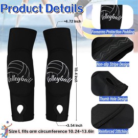 6 Pcs Volleyball Knee Pads Volleyball Accessories Set Volleyball Arm Sleeves with Thumbhole Sport Hair Scrunchies Sweat Band Volleyball Socks Drawstring Bag for Women Teen Girls Youth (Large, Black)