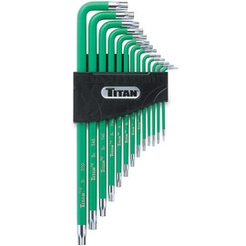 Titan Tools 12715 Extra-Long Arm Tamper Resistant Star Key Set - 13 Piece , Green, 1
