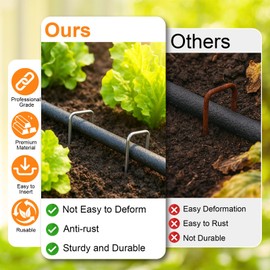 25 Pcs Landscape Staples, 6 Inch Galvanized U-Shaped Pins Stakes, Garden Pins, Lawn & Yard Ground Spikes, Landscaping Fabric Weed Barrier Stakes, Compatible with Garden Cloches