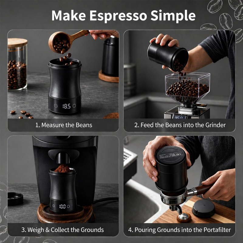 Magnetic Mini Coffee Scale Rechargeable & Dosing Cup Set for