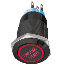 ETOPARS Black Case 19 mm Car Toggle Switch Rocker Switch Push Button 12 V Red Light Metal Engine Start Momentary