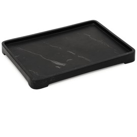 11.6"x8.25" Bathroom Tray for Counter,Marble Vanity Tray,Matte Black Resin Serving Tray,Decorative Organizer Tray for Cosmetics,Tissue,Soap,Towel,Perfume,Rectangle Kitchen Sink Tray,Table Drink Tray