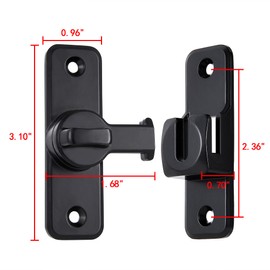 INIRET Black Enhanced Security Flip Latch Lock - Heavy-Duty 90/180 Degree Sliding and Swing Door Latch for Barns, Gates, and More