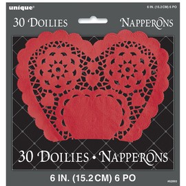 Elegant Red Heart Doilies - 6" (Pack of 30) - Eye-catching Design & Premium Quality Material - Perfect for Weddings, Parties & Tea Gatherings