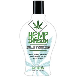 Hemp Infusion Platinum Tanning Bed Lotion, Indoor tanning lotion sun tanning lotion. Best Accelerator Best dark tanning lotion. No Bronzer, No Tingle, No Staining or Streaking. Natural browning lotion