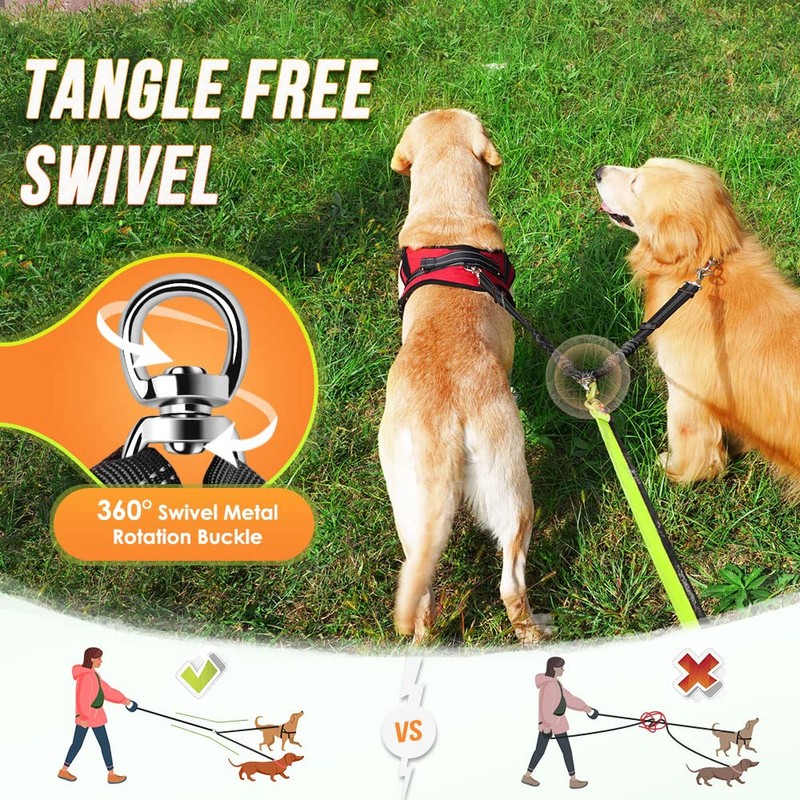 SlowTon Double Dog Leash,No Tangle Double Leash for Dogs Walking